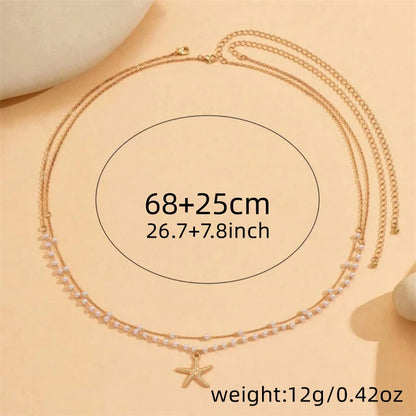 Fashionable Double Layer Imitation Pearl Chain Waist Chain for Women Minimalist Sexy Sequin Link Chain Belly Chain Beach Jewelry - Kimlud