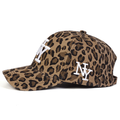 Unisex NY Letter Embroidery Leopard Print Baseball Caps Spring Autumn Outdoor Adjustable Casual Hats Sunscreen Hat Sports Cap