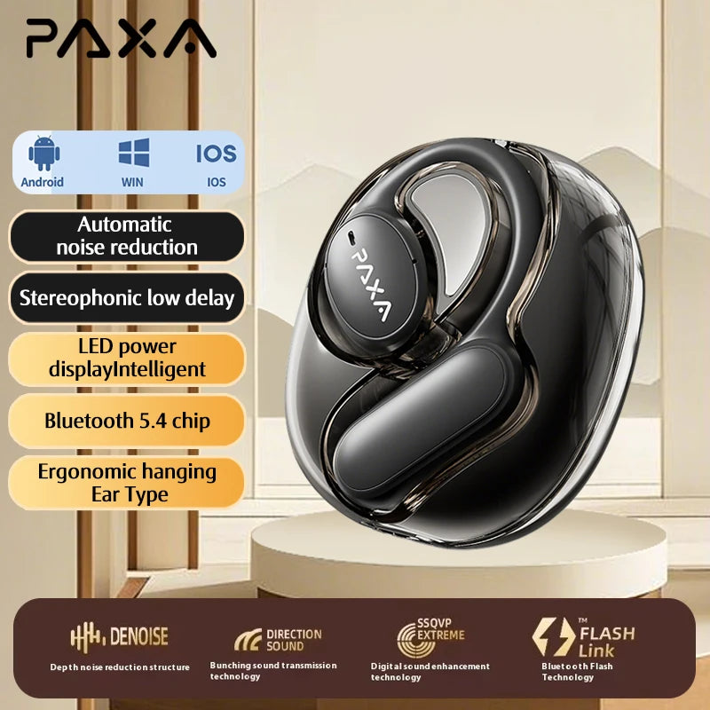 PAXA OpenAir5 HD Wireless Bluetooth 5.4 Earphones LED Power Display Hi-Fi Stereo Touch OWS Headphones Sports Game Music  Headset