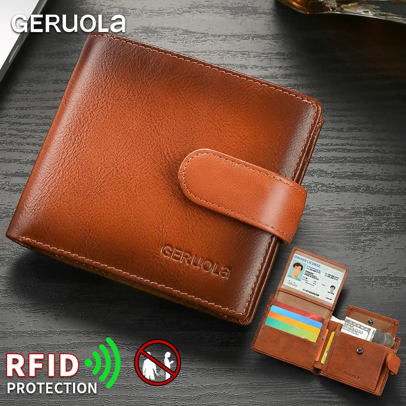 Compact genuine leather wallet, top-grain cowhide wallet with multiple card slots, RFID protection | Kimlud Premium Shirt