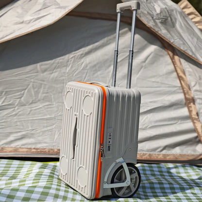 New outdoor camping large-wheel luggage with side opening, large-capacity PC travel suitcase, single-directional wheels, 24-inch - Kimlud