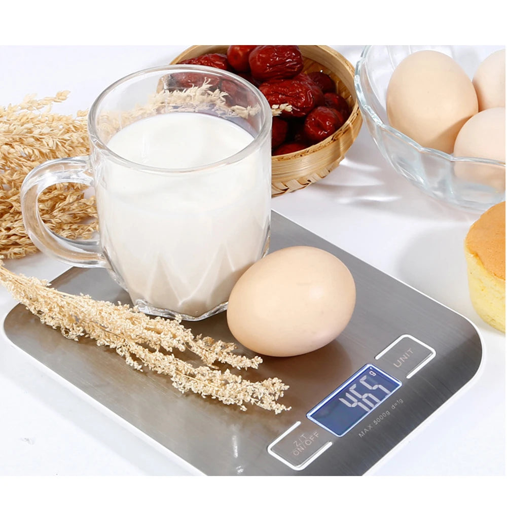 New 5kg/1g Portable Kitchen Scale Coffee Electronic Scale Stainless Steel Surface LCD Backlit Kitchen Food Scales Weighing Tool