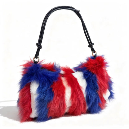 Winter Fox Fur Bag Women's  Bag Fashion  Handbag Ladies Bags Purses Women Shoulder Bag Real Silver Fox Fur Messenger Bags