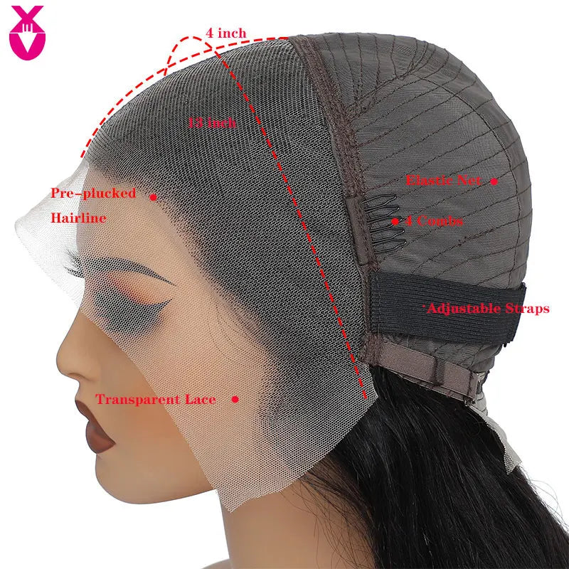250 Density Deep Wave 13x4 Lace Front Human Hair Wigs Virgin Hair Wig Transparent Glueless Lace Frontal Wig Human Hair Lace Wigs