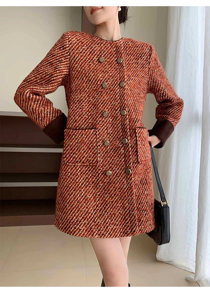Skirt Women's Autumn and Winter French Retro Style Socialite Wool Tweed Dress dresses | Kimlud Office Premium Dress