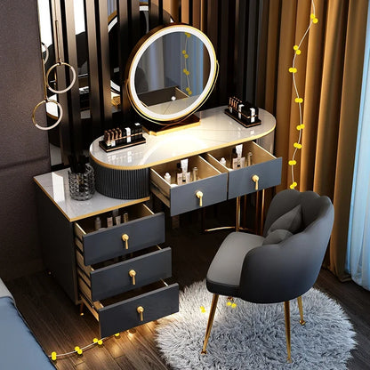 Modern Luxury Vanity Table Storage European Big Study Corner Women Organizer Dressing Table Girl Penteadeira Chinese Furniture