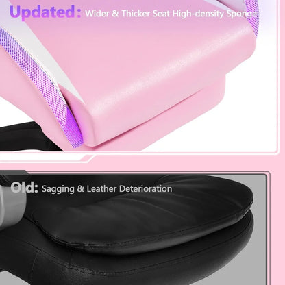 Gaming Chair, Video Game Chair with Bluetooth Speakers and Led Lights, Office Chair with Massage and 3D Armrest High Back Compu