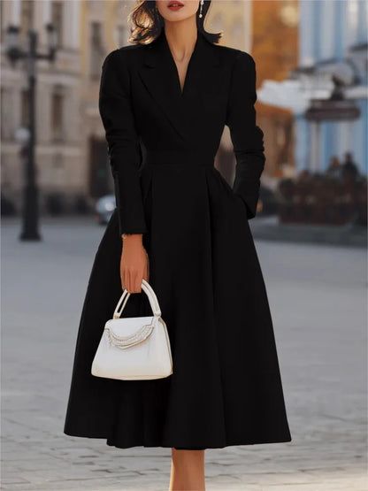 Casual Long Sleeve Maxi Dress Women 2025 Autumn Winter Party A-line Slim Dresses Elgant Vestidos