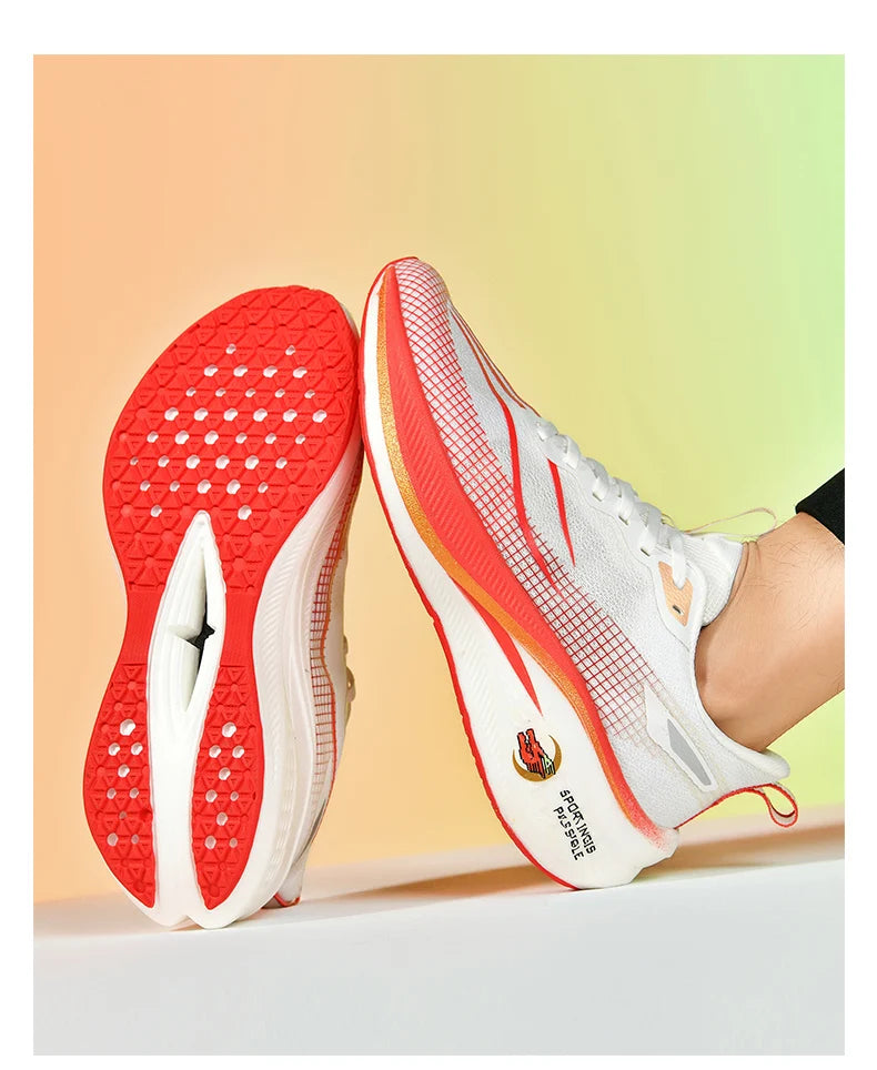 Fashion men's and women's sports running shoes casual breathable mesh surface carbon plate support wear-resistant rubber outsole