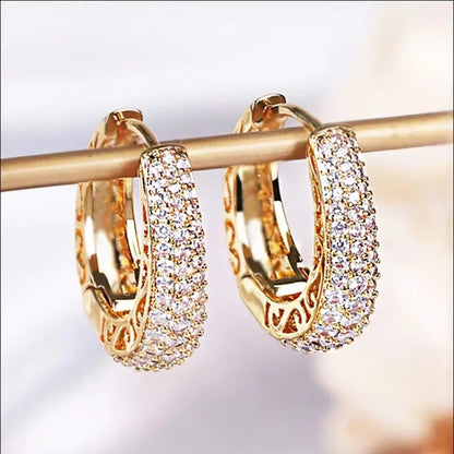 925 Sterling Silver Dazzling CZ Stone Hoop Earrings For Women Vintage Simple Zircon Circle Drop Earrings Elegant Party Jewelry - Kimlud