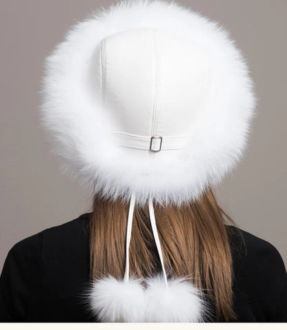Hot Sale 100% natural Fox Fur Hat Women Cap Thick Fur Cap Winter Warm Hat Female Fashion For Women Hat With Earmuffs Hat...