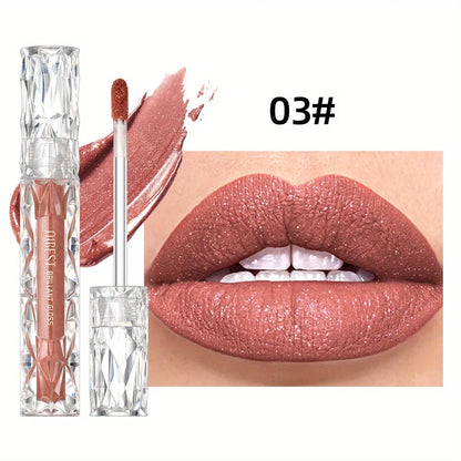 Diamond Liquid Lipstick Moisturizing Lasting Purple Sparkling Waterproof Lip Gloss Matte Glitter Lipstick Korean Makeup
