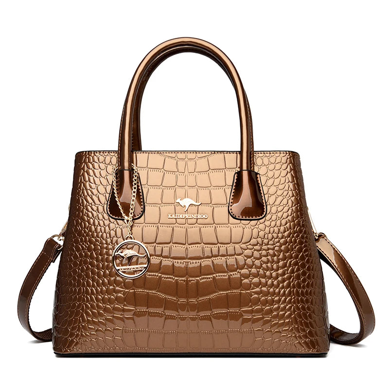 2024 Luxury Designer Handbag Brand Ladies Crocodile Patterned Patent Leather Tote Bag Crossbody Shoulder Bags For Women...