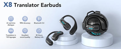 ERAZER X8 AI Translator Earbuds Gaming Bluetooth 5.4 Wireless Headphones Low latency HD Call Earphones with Mic Waterproof - Kimlud