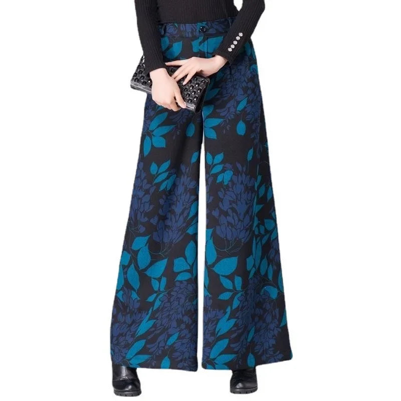 High Waist Floral Print Wide Leg Pants Straight Cut Mom Style Casual Trousers for Women plus Size Long Pants Spring Summer
