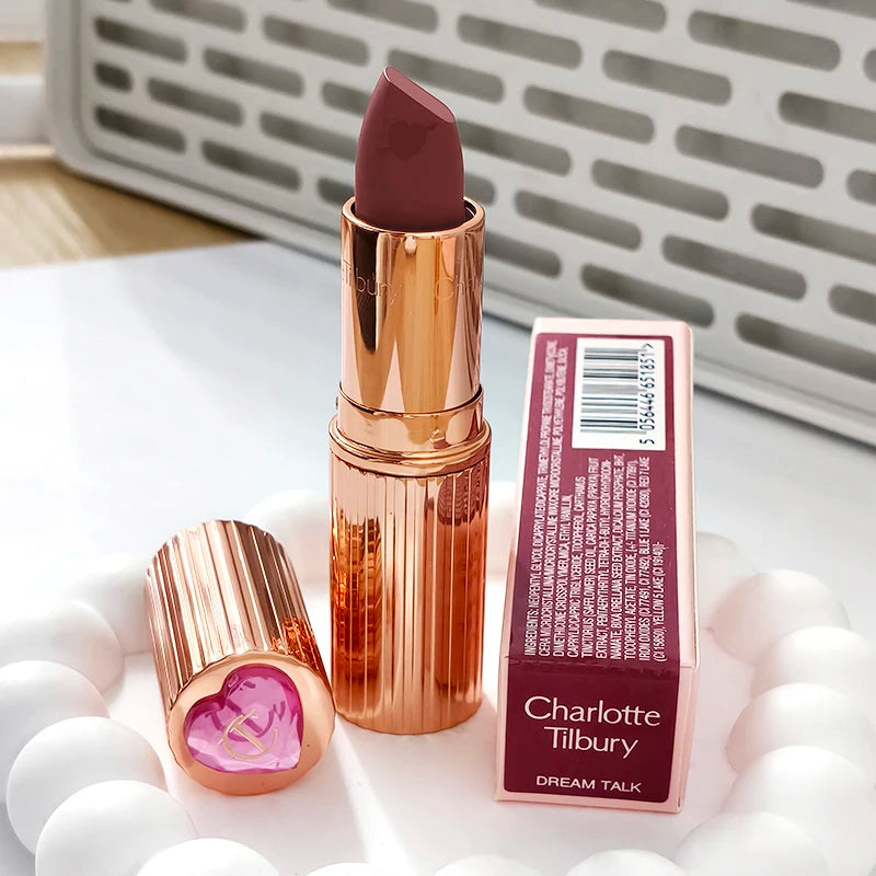Charlotte 4 Colors Pink Diamond Heart-Shaped Lipstick Luminous Lip Glow and Two Color Heart Shape Powder Blusher Tilbury Makeup