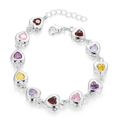 Elegant Charm Heart Bracelets Chain Beautiful Crystal Stone Drop Jewelry Silver Color Fashion For Women Wedding Lady...