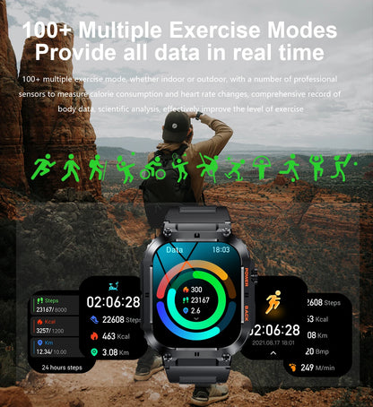 2024 Smart Watch Men's New Bluetooth Call 1.96-inch IPS Square Screen Full View Full Day Heart Rate Detection Sports Smart Watch