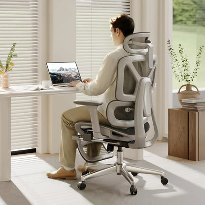 Premium Ergonomic Office Chair With Footrest- Adjustable 3D Armrests, Dynamic Lumbar Support, Recline & Tilt, Customized...