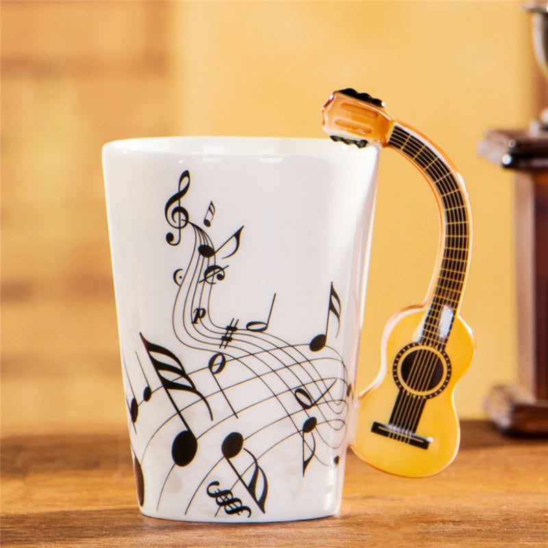 1pcs Ceramic Music Cup Mug Electric Guitar Instrument Creative Coffee Cup Enamel Porcelain Guitar Violin Style | Kimlud...