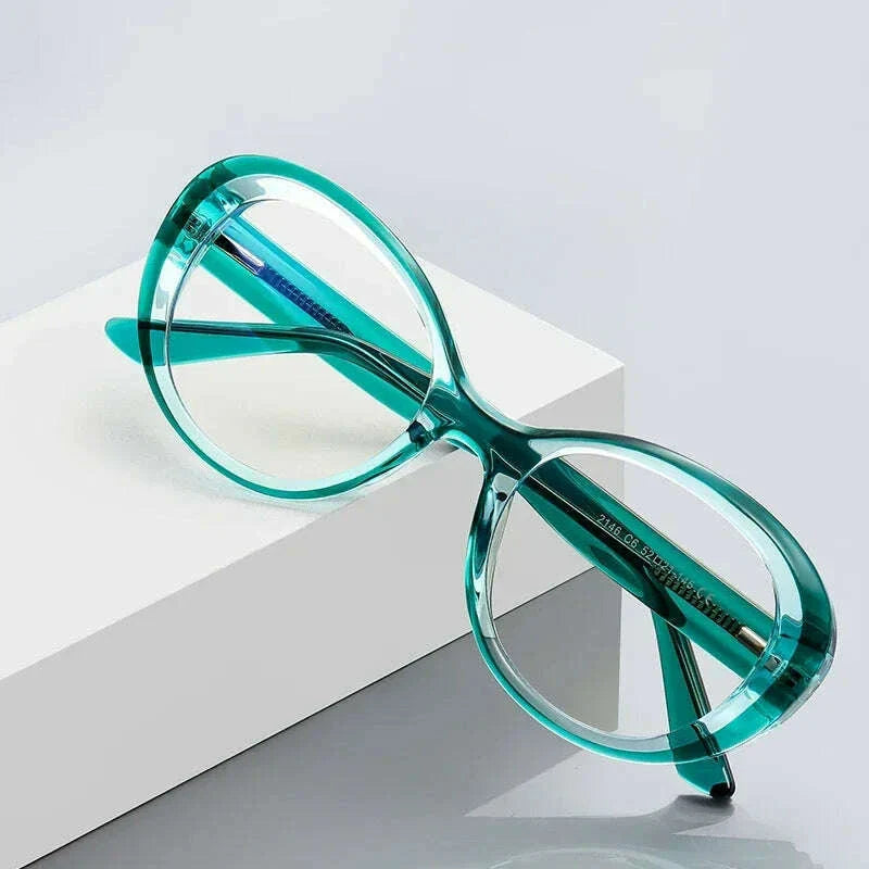 CLLOIO New Fashion Oval Transparent Frame For Women Anti Blue Light Reading Glasses Myopia Customizable Prescription Eyeglasses