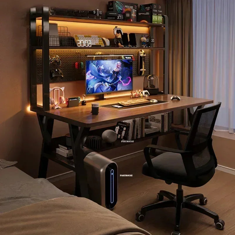 Nordic Desktop Computer Desks for Student Gaming Tables Bookshelf Integrated Creative Office Furniture Home Bedroom Study Desk - Kimlud