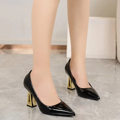 Pointed Toe Special Heel High Heels Women's Light Mouth Sexy Explosive Patent Leather Versatile Single Shoes