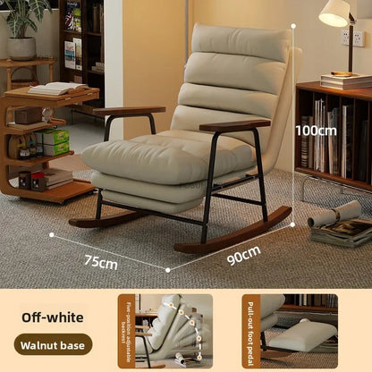Modern Adjustable Backrest Leisure Living Room Chairs Luxury Rocking Chair for Bedroom Small Apartment Armchair Home Furniture - Kimlud