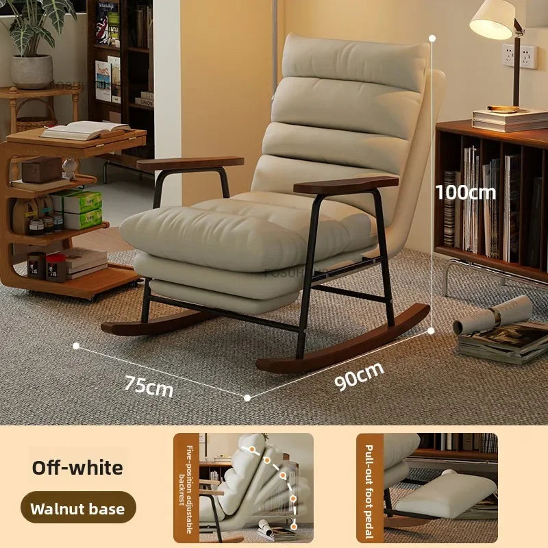Modern Adjustable Backrest Leisure Living Room Chairs Luxury Rocking Chair for Bedroom Small Apartment Armchair Home Furniture - Kimlud