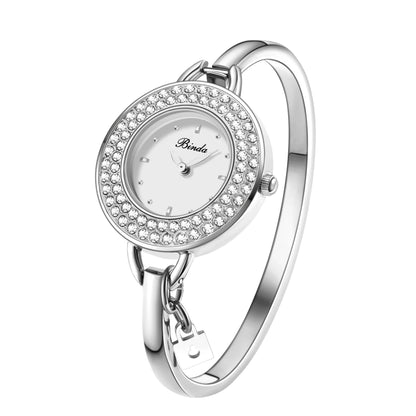 Binda Women’s Elegant Waterproof Quartz Watch – Rainbow Gold Stainless Steel Bracelet, Round Delicate Dial | Kimlud Mid...
