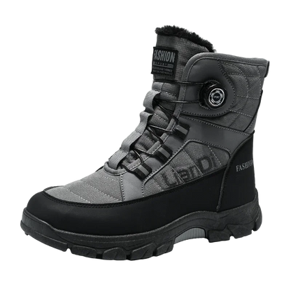 Large Size High-top Mens Cotton Shoes outdoor Snow Boots Warm Plush Lining Breathable Waterproof Fabric Non-slip Soles Safe Shoe