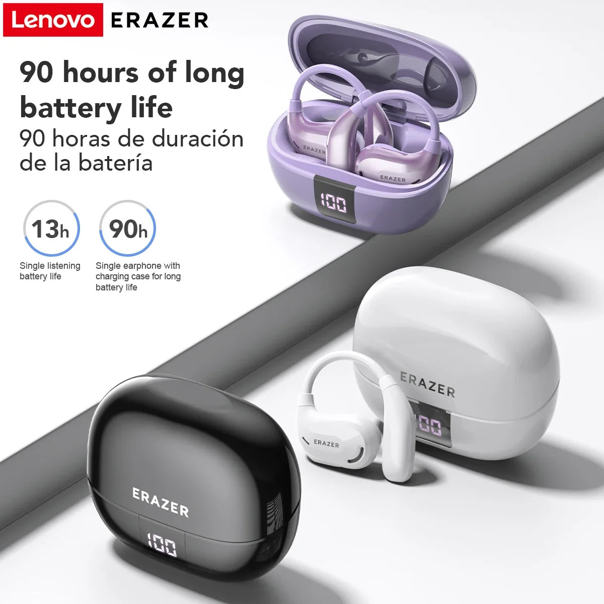 ERAZER XT66PRO Bluetooth Earphones ASMR Headsets DIY APP AI Translator Earbuds Wireless Headphones 13 Hours long life Display - Kimlud