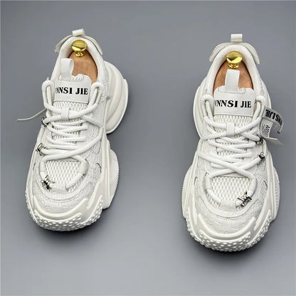 New Fashion Brand Designer Whtie Thick Bottom Casual Board Shoes for Men Flats Loafers Sports Walking Sneakers Zapatos Hombre