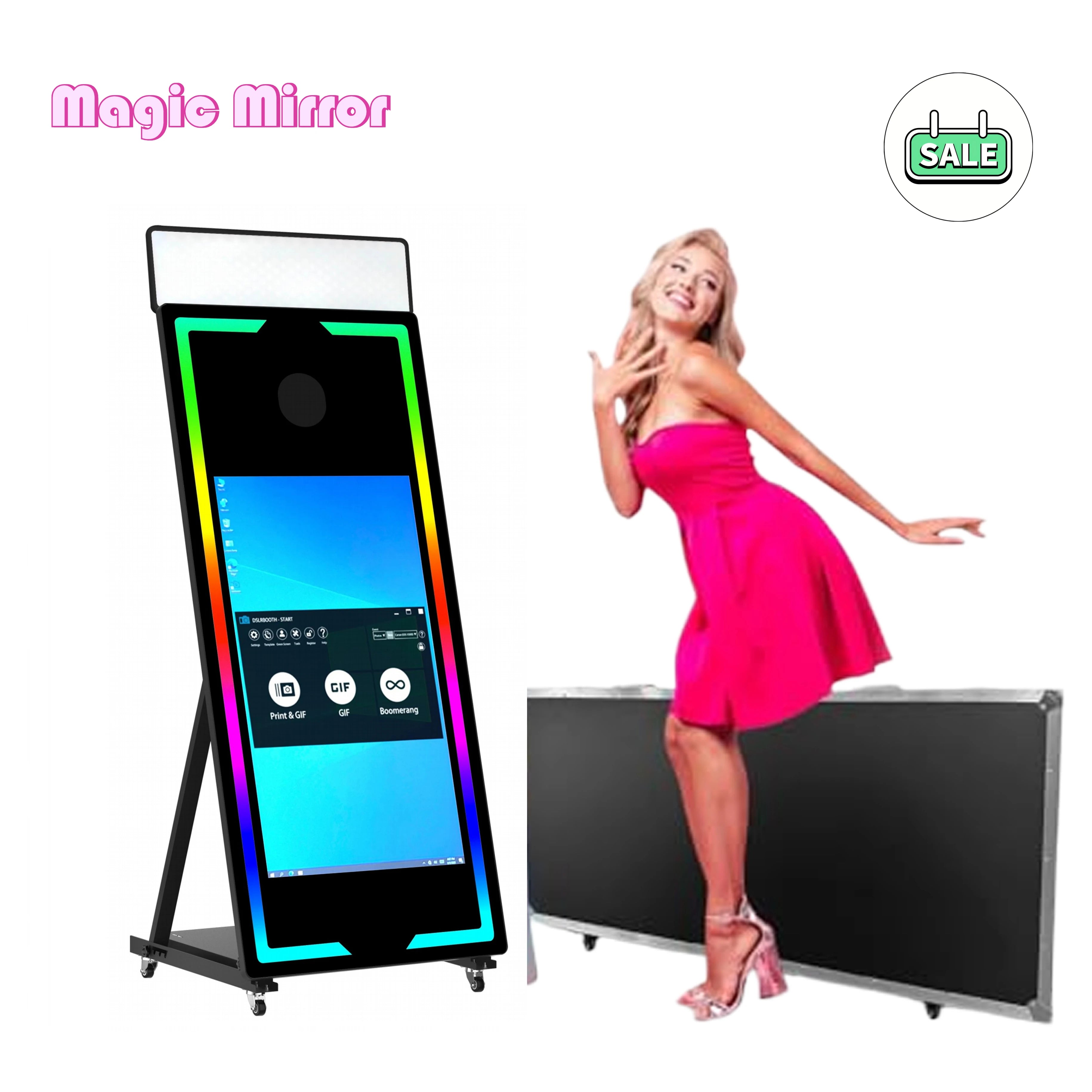 Wedding Party Christmas parties A must have Newest Selfie High Quality Magic mirror photo booth led frame with big...