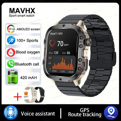 2024New Rugged Military Fitness Smart Watch Men For Android Xiaomi IOS 3ATM Waterproof Sport Ai Voice Calling Smartwatch Outdoor