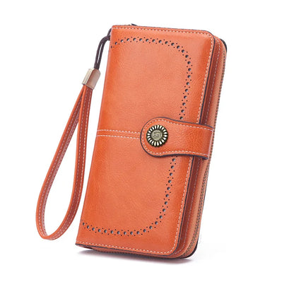 Women/Men Retro Long Wallet PU Leather Function Luxury Design Long Zipper Handbags Cowhide Card Bags Female Fashion Purse