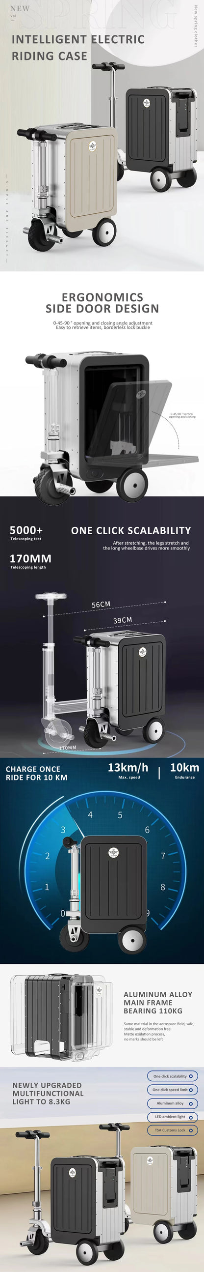 2025Aliotop High Quality Modern Smart Portable Manned Electric Riding Luggage Anti-Theft Waterproof Expandable Foldable...