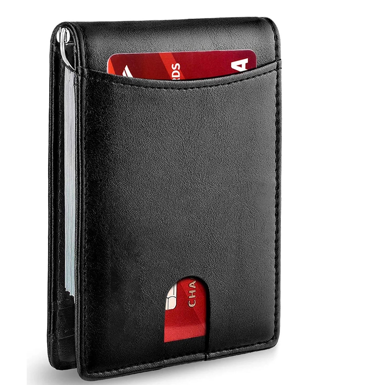 Slim Wallets for Men - Leather Money Clip Mens Wallet - RFID Blocking Front Pocket Bifold Wallet - Minimalist Credit Card Holder