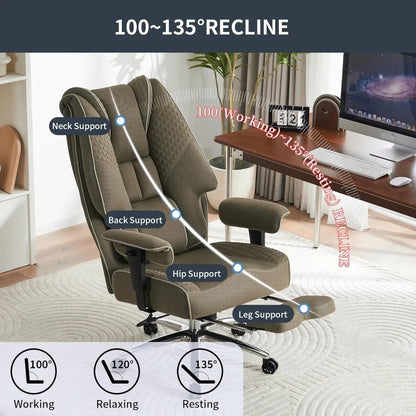 big and tall office chair 400lbs wide seat, leather high back executive office chair with foot rest, ergonomic chairs lumbar sup