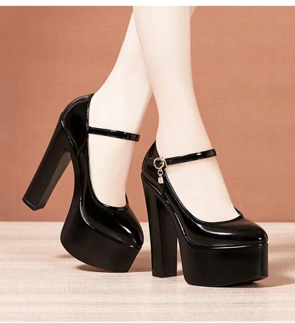 15cm Small Size 32-43 Sexy Extreme Block High Heels Shoes for Dress Model Party Wedding 2025 Shallow Thick Bottom Platform Pumps