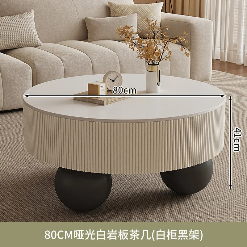 Round Designer Coffee Table Storage Nordic Aesthetic Minimalist Coffee Table Drawers Italian Simple Mesa Auxiliar Home...