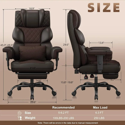 Big and Tall Office Chair Computer Chair with Soft Adjustable Armrests Ergonomic High Back Gaming Chair with Lumbar Support Exe