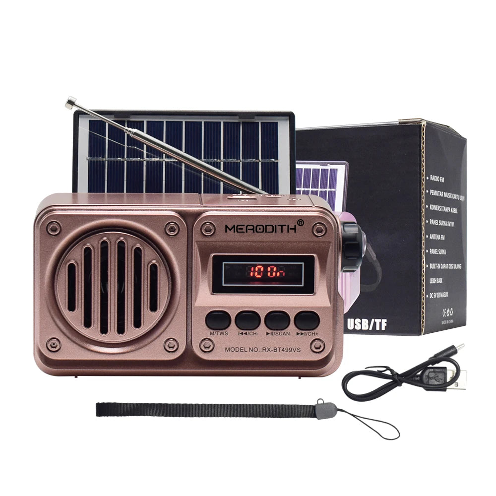 MD-499 Wireless Bluetooth Speaker MP3 Playback FM Radio Solar Charging Emergency power outage Radio Full Band High Sensitivity