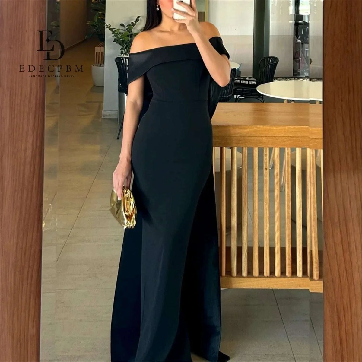EDECPBM Mermaid Women Evening Dresses for Special Occasions Off-shoulder Long Prom Dresses 2025 Satin Customized Party Dress