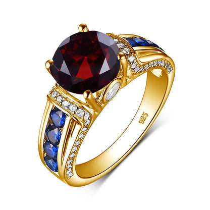 Unique Mystic Topaz Gold Ring For Woman With Stone 8*8mm Round Large Cocktail Rings Party Luxury Designer Jewelry Birthday Gift