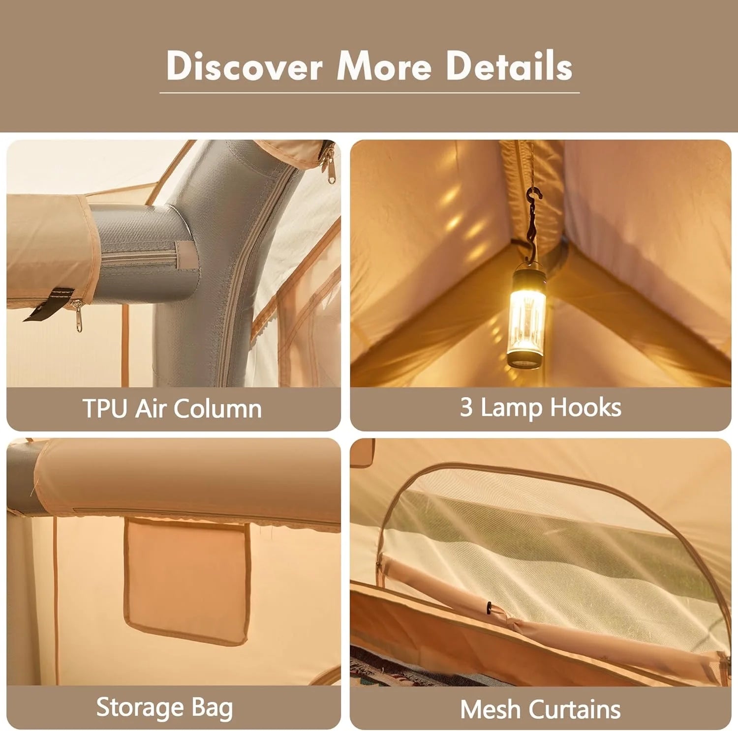 Inflatable Camping Tents 8-10 Person ,129 Sqft Large Inflatable Camping Tent with Stove Jack,Blow up Tent With Mesh...