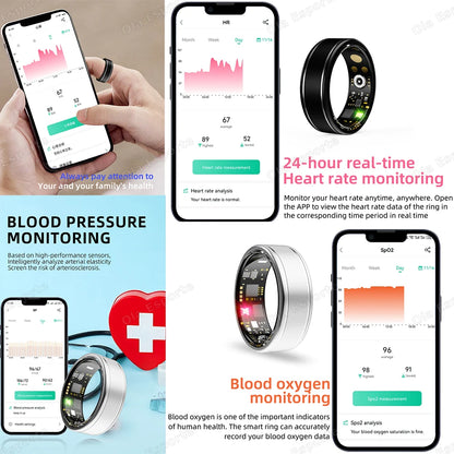 New Blood Pressure Sleep Health Monitor Smart Ring Sport Remote Camera smartring IP68 Waterproof Care for family Rings Men Women