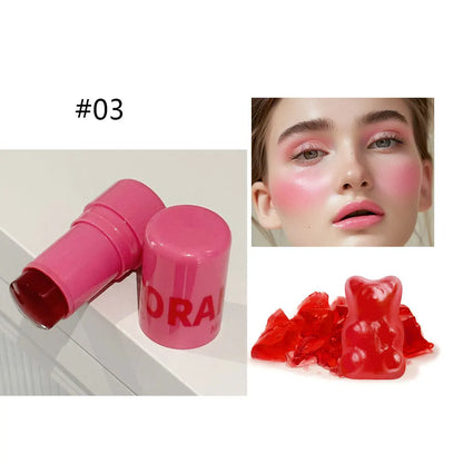 Jelly Blush Lip Gloss Stick for Lazy People to Contour, Even Skin Tone, Brighten and Color, Easy to Apply for Both Lips and Face