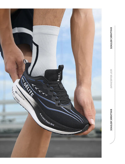 Fluorescence Sports Running Shoes Men Marathon Sneakers CarbonPlate Lightweight Breathable Comfortable Women Athletic Sneakers