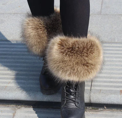 Luxury Faux Fur Fox Artificial Raccoon Shoes Cover Leg Warmers Ankle Boots Feet Cuffs Socks Cover Shoes Sleeve Elastic DIY - Kimlud